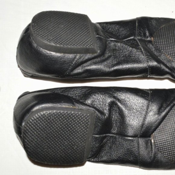 ANGELO LUZIO UNISEX M 7 W 9 BLACK LEATHER ELASTIC SPLIT SOLE JAZZ DANCE SHOES - Picture 5 of 6